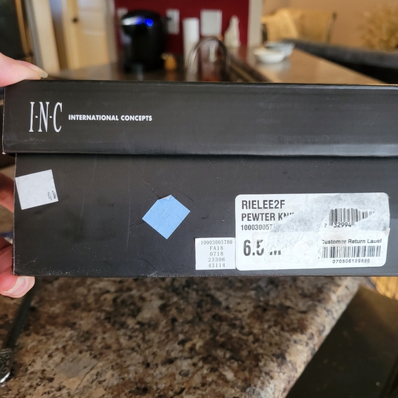 INC International Concepts Womens Rielee2 Fabric Peep Toe, Pewter Knit, #138 - Picture 10 of 11